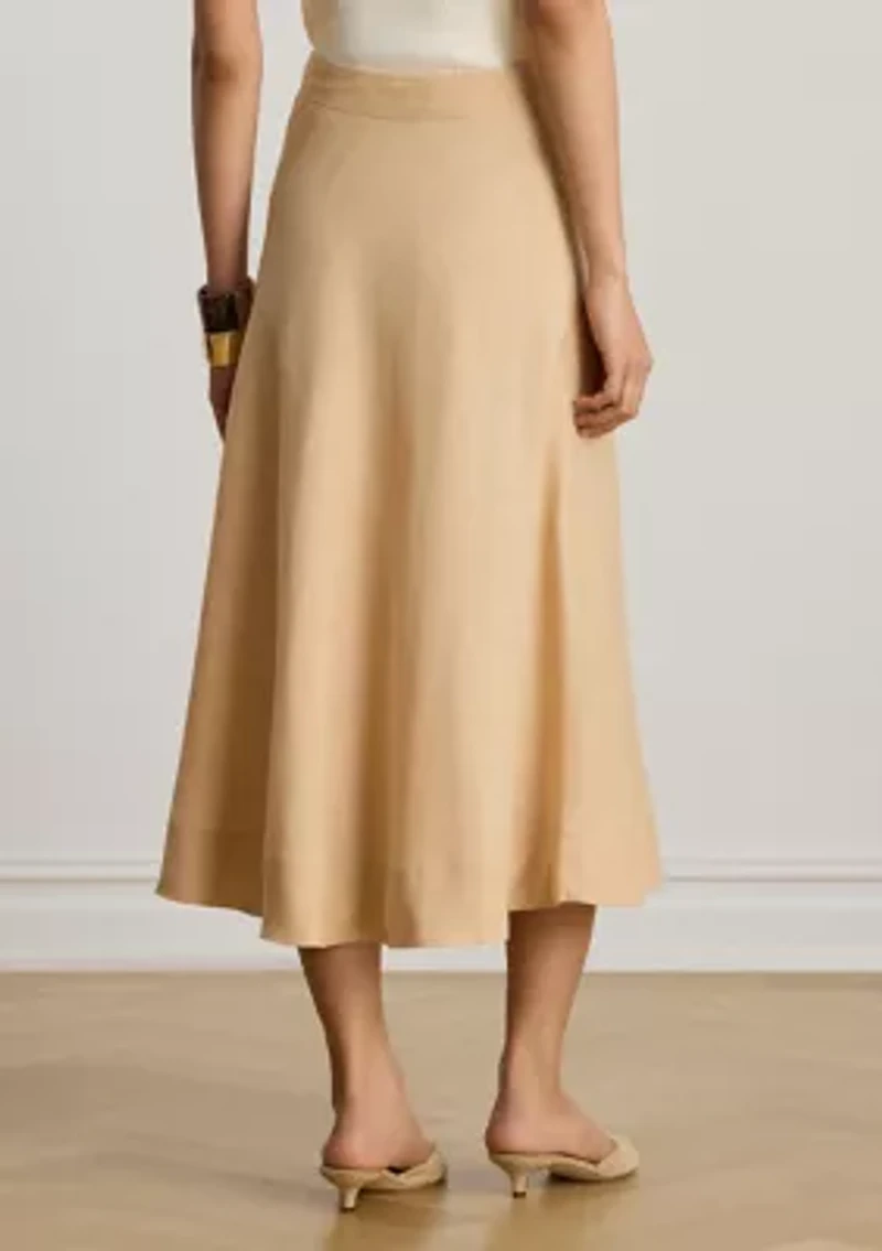 Linen A-Line Midi Skirt