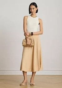 Linen A-Line Midi Skirt