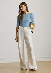 Petite Stretch Cotton Boat Neck T-Shirt