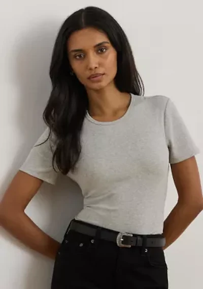 Petite Stretch Cotton Crewneck Tee