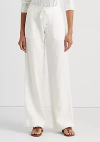 Petite Linen Wide-Leg Pants