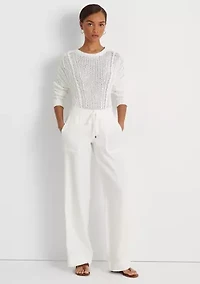 Petite Linen Wide-Leg Pants