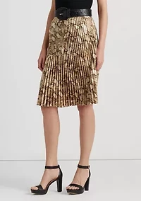 Petite Snakeskin-Print Pleated Charmeuse Skirt