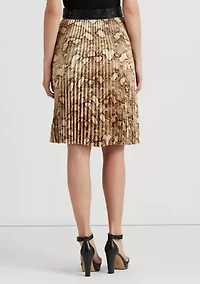 Petite Snakeskin-Print Pleated Charmeuse Skirt