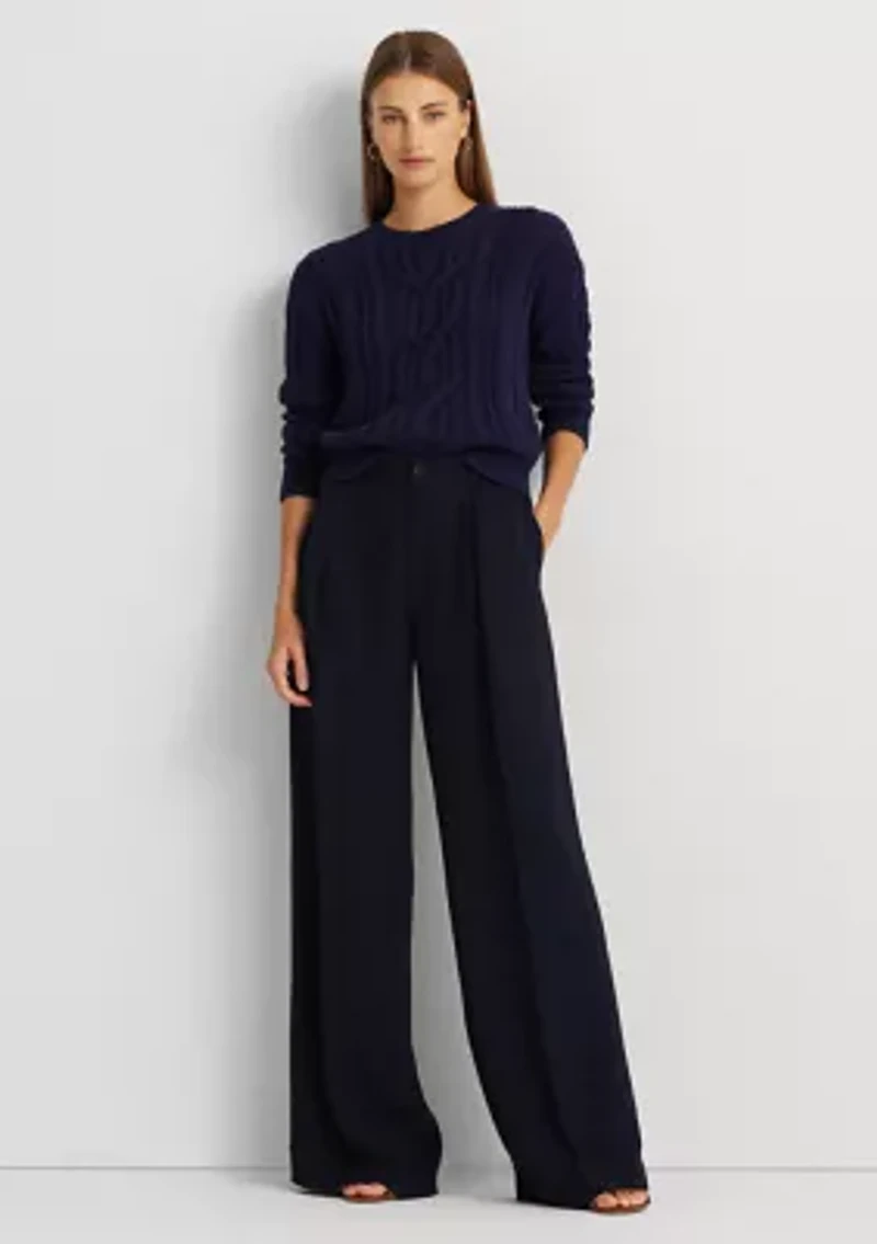 Petite Double-Faced Georgette Wide-Leg Pants