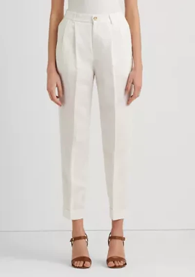 Petite Linen Blend Twill Ankle Pants