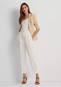 Petite Linen Blend Twill Ankle Pants