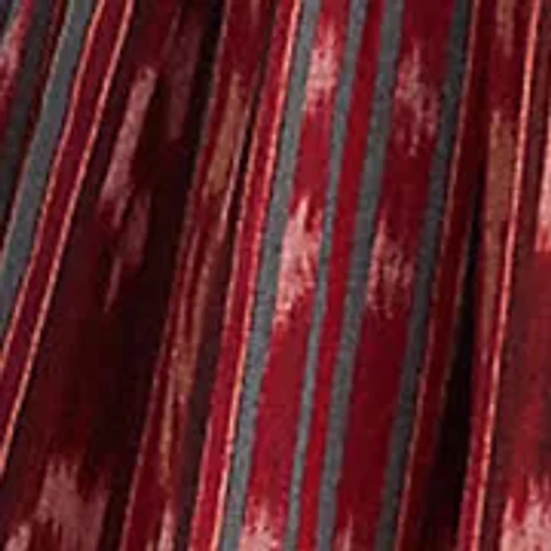 Petite Geo Stripe Belted Cotton Voile Dress