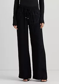 Petite Belting-Motif Jacquard Wide-Leg Pants