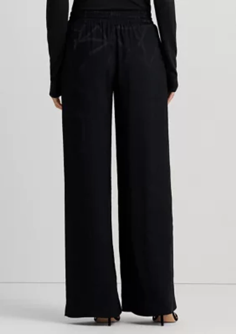 Petite Belting-Motif Jacquard Wide-Leg Pants