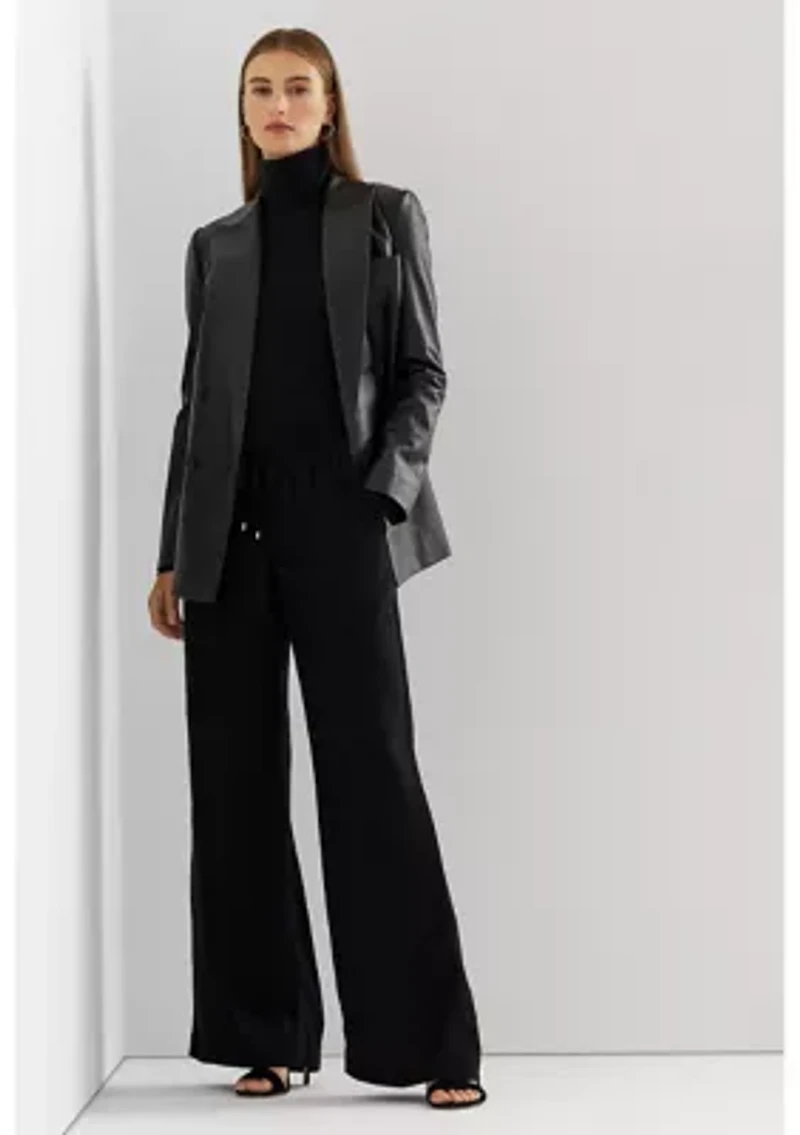 Petite Belting-Motif Jacquard Wide-Leg Pants