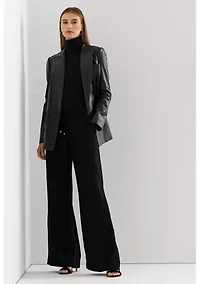 Petite Belting-Motif Jacquard Wide-Leg Pants