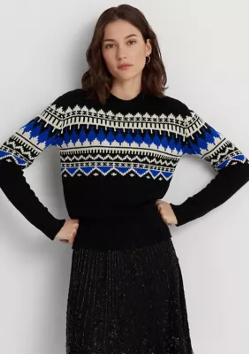 Petite Fair Isle Wool Blend Crew Neck Sweater