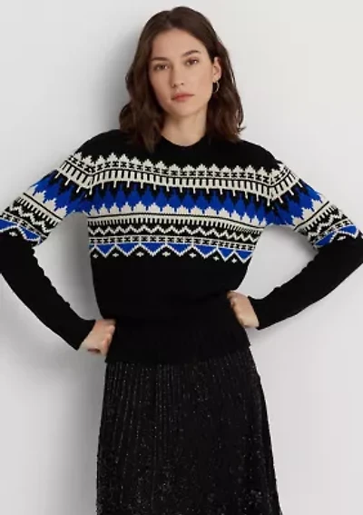 Petite Fair Isle Wool Blend Crew Neck Sweater