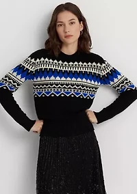 Petite Fair Isle Wool Blend Crew Neck Sweater