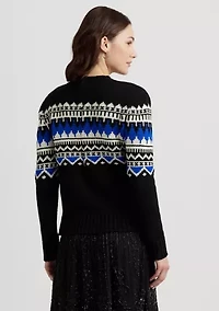Petite Fair Isle Wool Blend Crew Neck Sweater