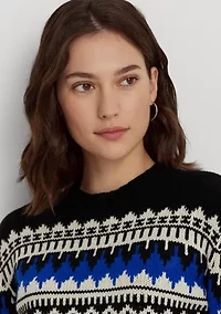 Petite Fair Isle Wool Blend Crew Neck Sweater
