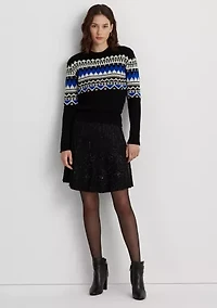 Petite Fair Isle Wool Blend Crew Neck Sweater