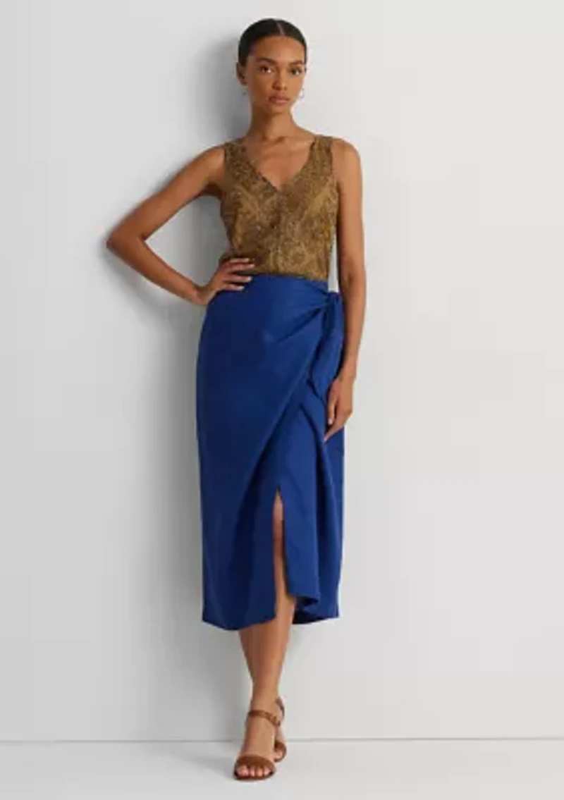 Petite Beaded Mesh Sleeveless Blouse