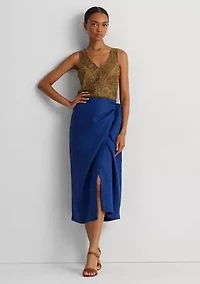 Petite Beaded Mesh Sleeveless Blouse