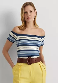 Petite Striped Off the Shoulder Sweater