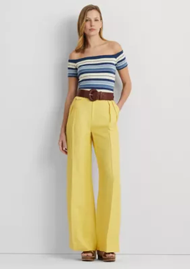 Petite Striped Off the Shoulder Sweater