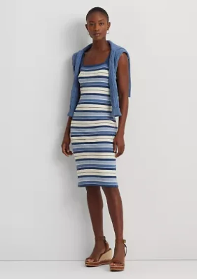 Petite Striped Cotton Blend Tank Dress