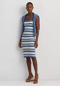 Petite Striped Cotton Blend Tank Dress