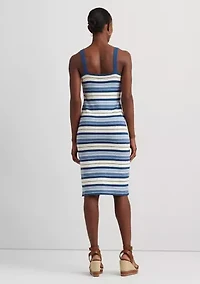 Petite Striped Cotton Blend Tank Dress