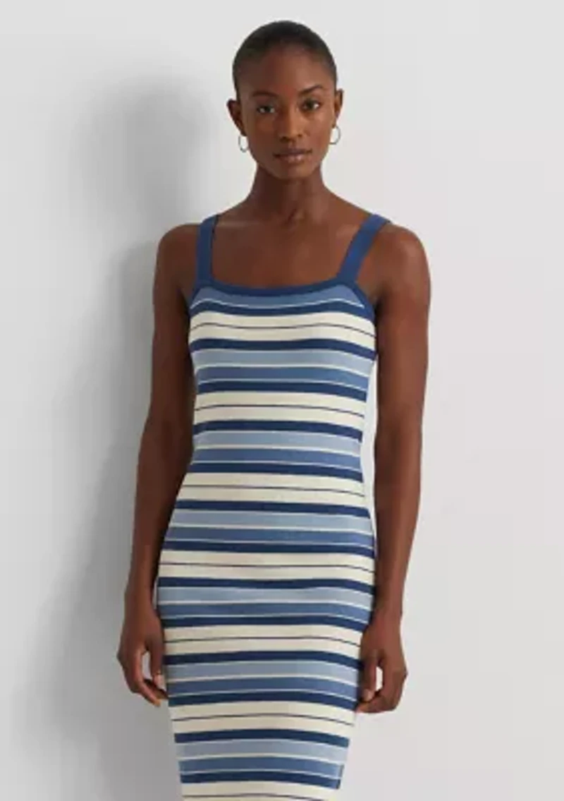 Petite Striped Cotton Blend Tank Dress