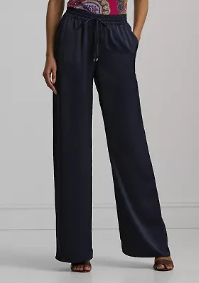 Petite Satin Charmeuse Wide Leg Pants