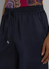 Petite Satin Charmeuse Wide Leg Pants