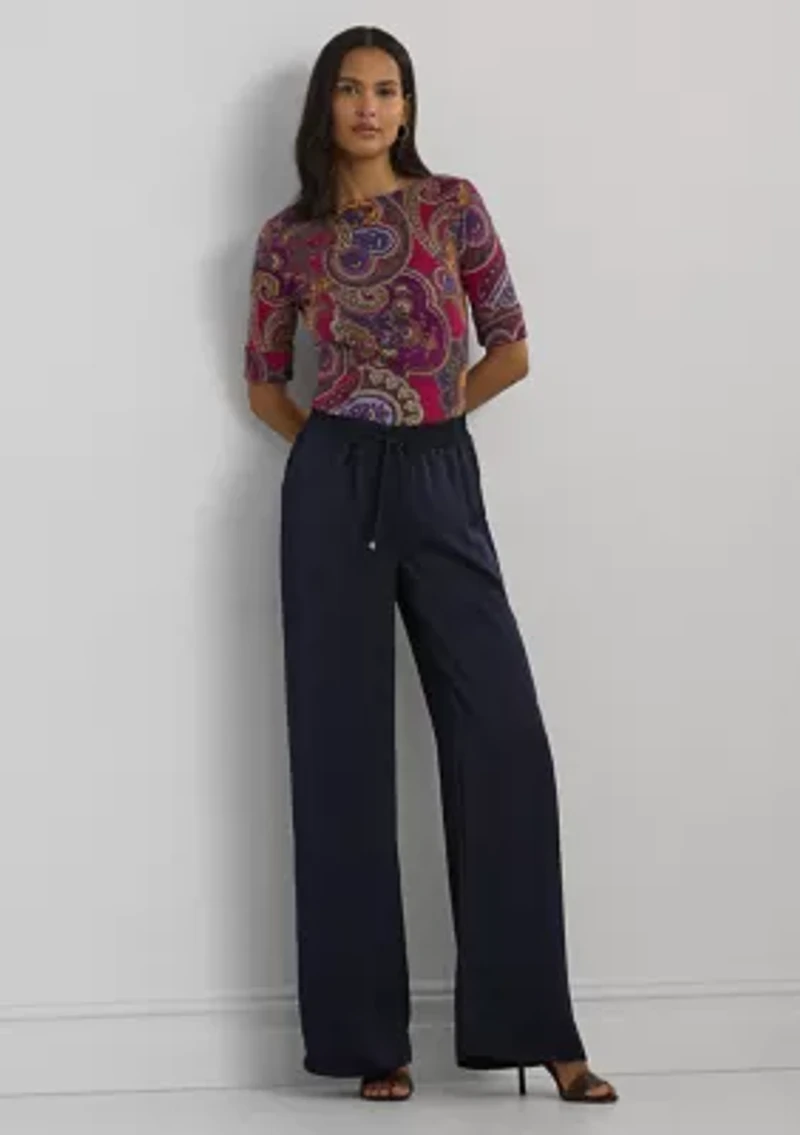 Petite Satin Charmeuse Wide Leg Pants