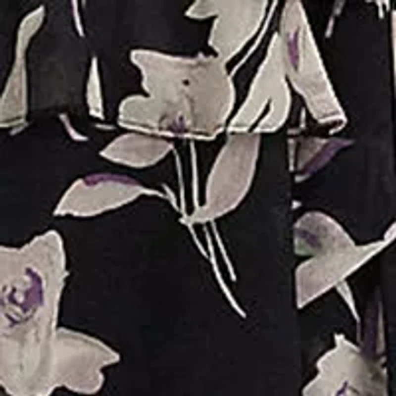 Petite Floral Belted Crinkle Georgette Dress