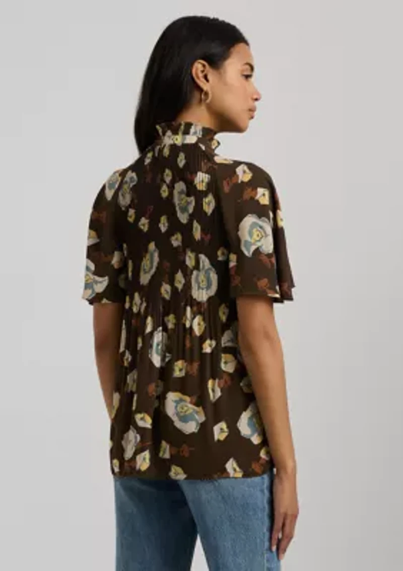 Petite Floral Pleated Georgette Blouse