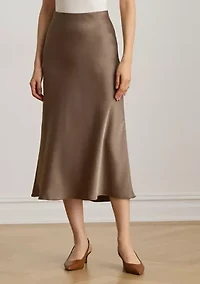 Petite Satin Charmeuse Midi Skirt
