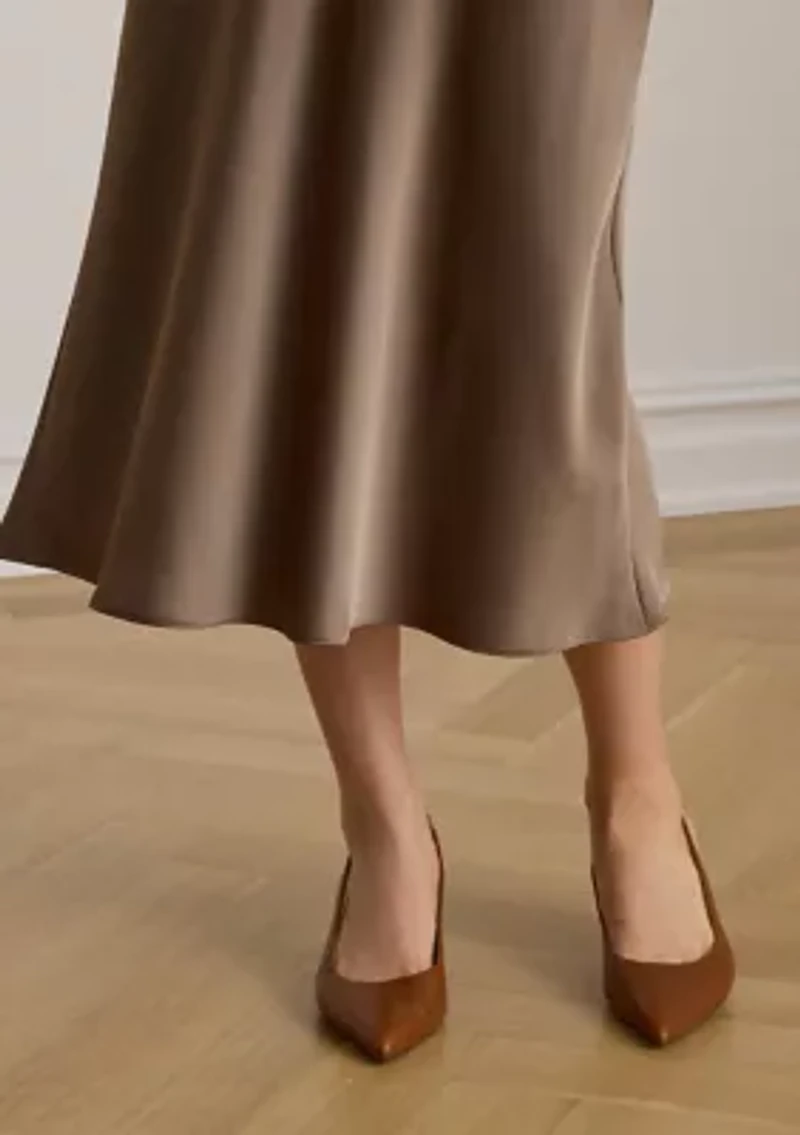 Petite Satin Charmeuse Midi Skirt