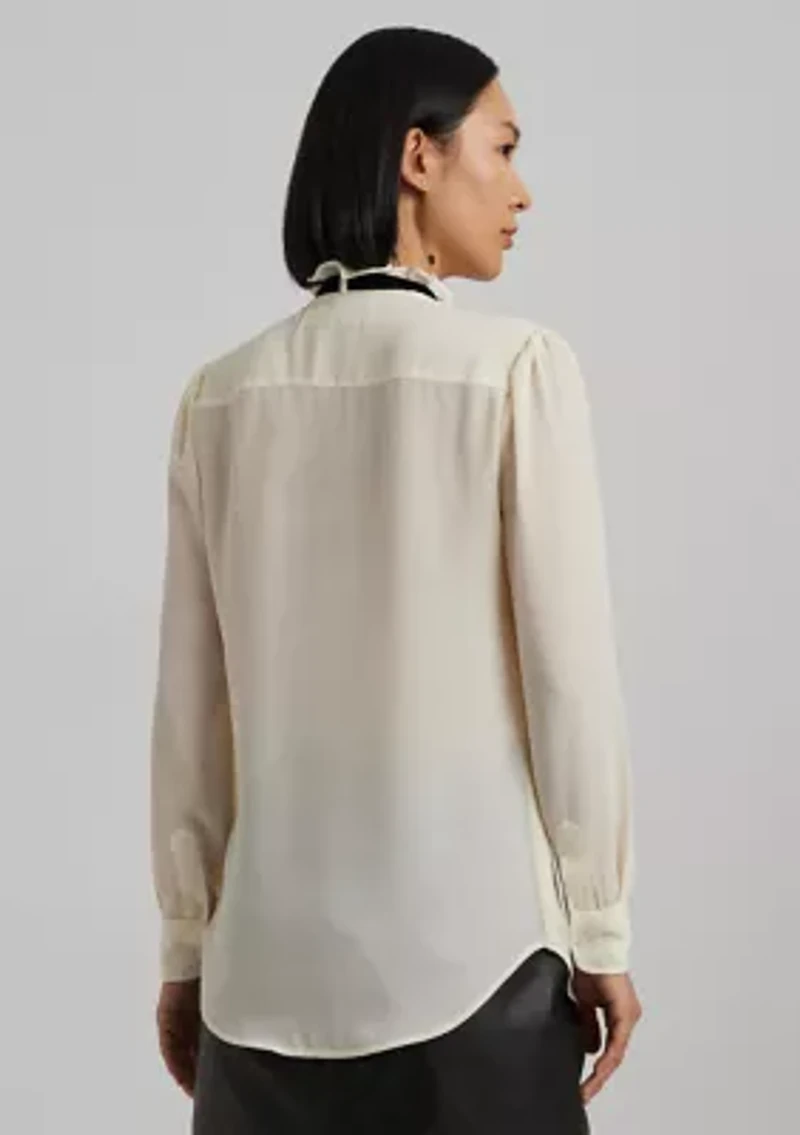 Petite Ruffle-Trim Georgette Blouse
