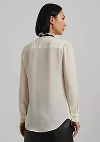 Petite Ruffle-Trim Georgette Blouse