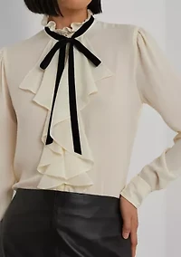 Petite Ruffle-Trim Georgette Blouse