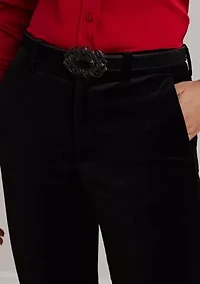 Petite High-Rise Stretch Velvet Boot Trousers