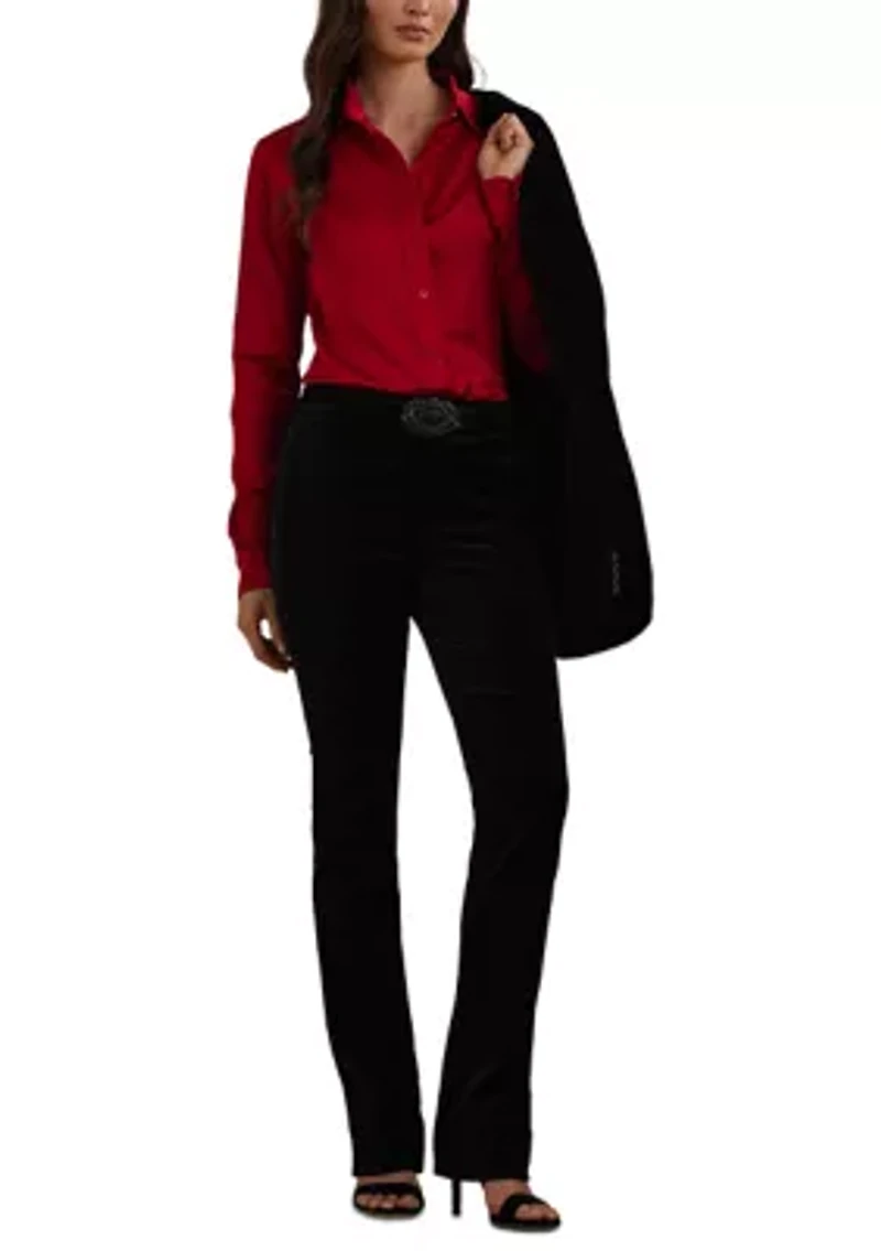 Petite High-Rise Stretch Velvet Boot Trousers