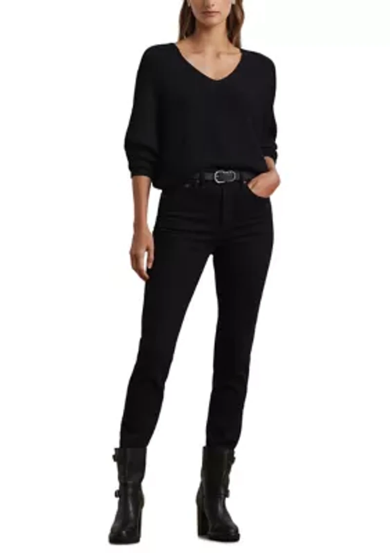 Petite Rib-Knit Dolman-Sleeve Sweater