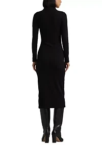 Petite Rib-Knit Cotton-Blend Polo Dress