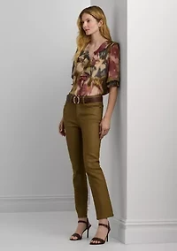 Petite Floral Georgette Ruffle Trim Blouse