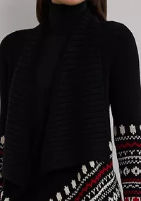 Petite Fair Isle Cotton Shawl Collar Cardigan
