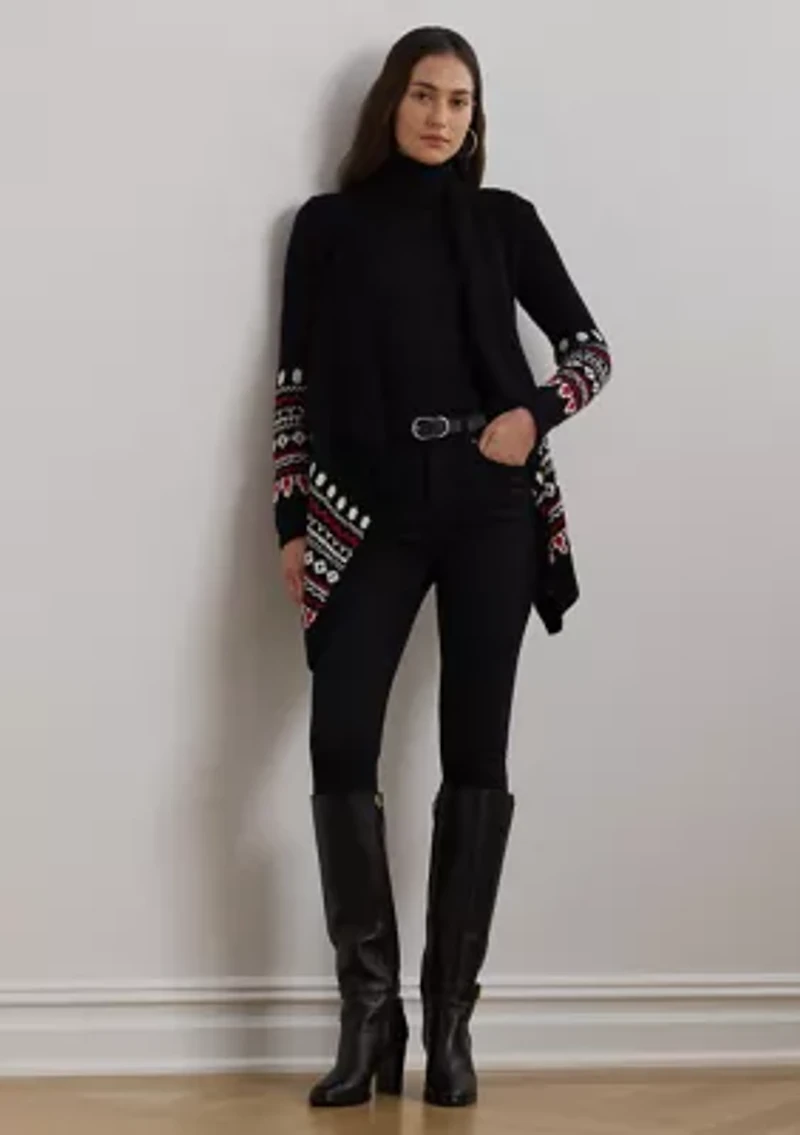 Petite Fair Isle Cotton Shawl Collar Cardigan