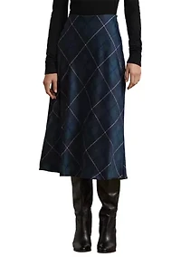 Petite Plaid Satin Charmeuse Midi Skirt