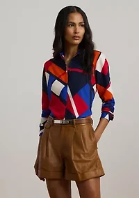 Petite Classic Fit Print Crepe Shirt