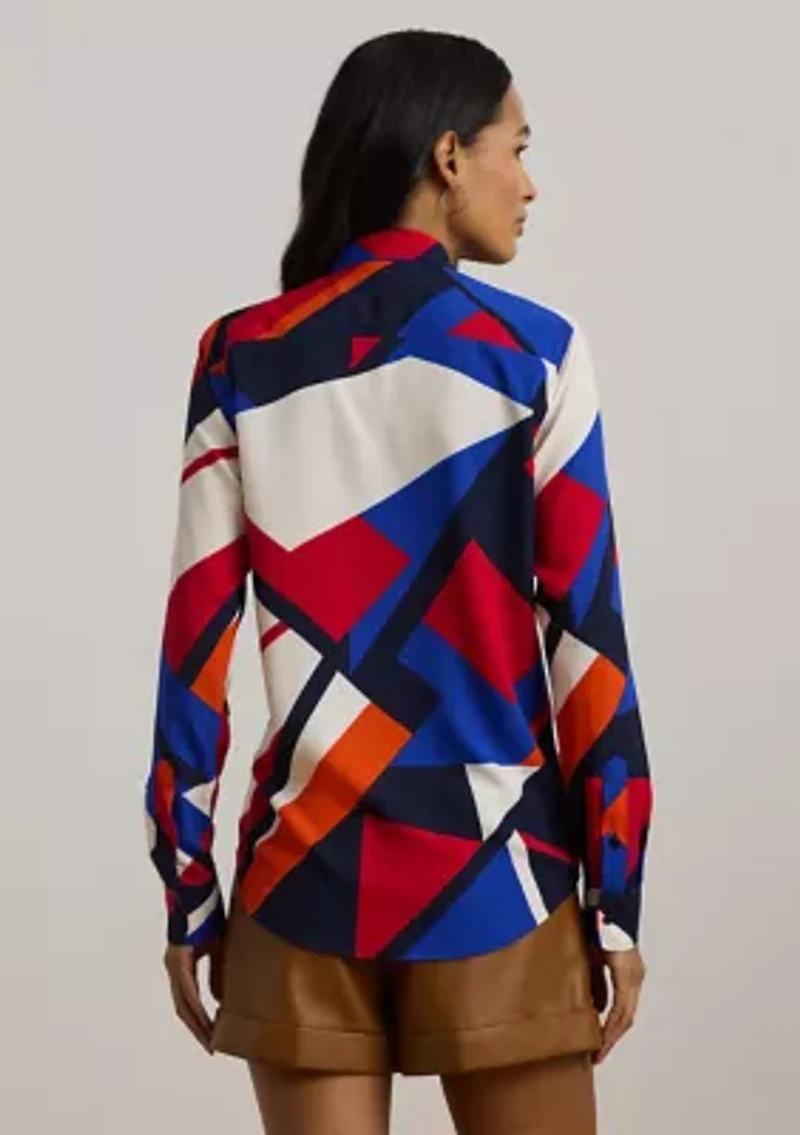 Petite Classic Fit Print Crepe Shirt